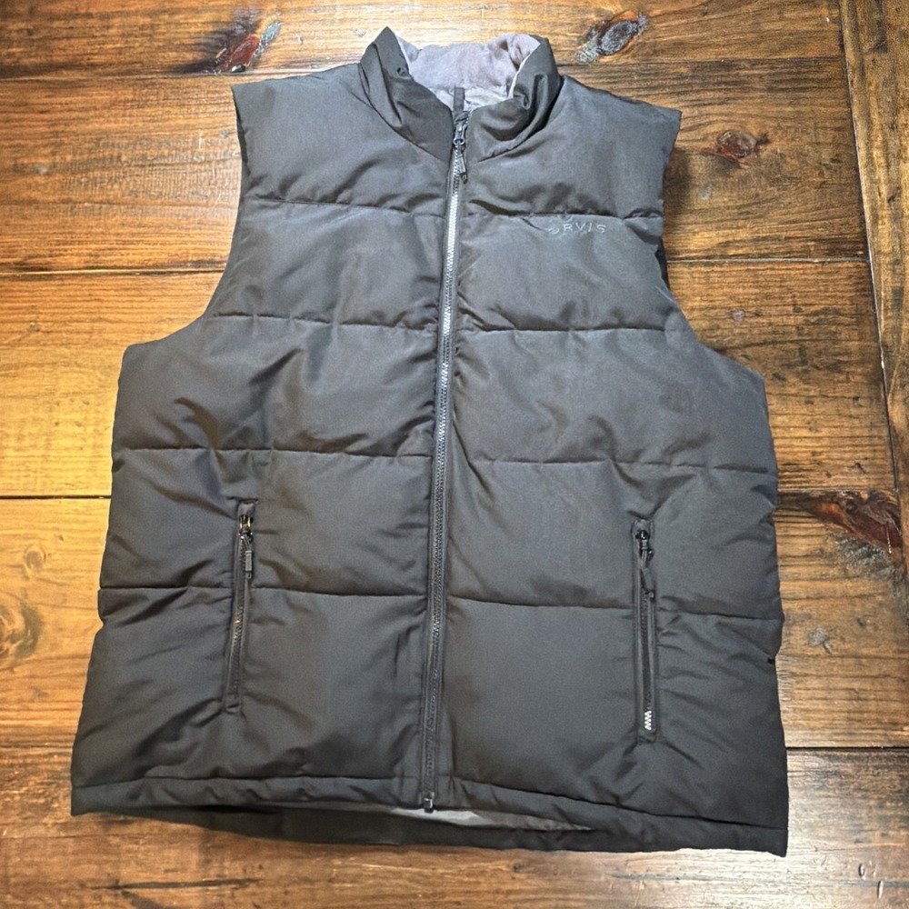 Orvis Classic Collection Men's Large Black Puffer Vest Quilted Full Zip